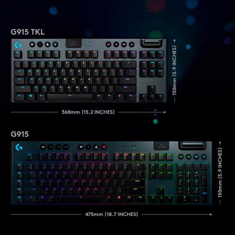 Logitech - G915 LIGHTSPEED TKL Wireless Mechanical GL Tactile Switch Gaming Keyboard with RGB Backlighting - Black