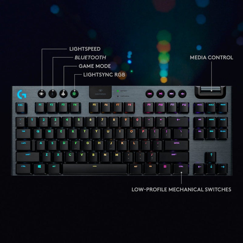 Logitech - G915 LIGHTSPEED TKL Wireless Mechanical GL Tactile Switch Gaming Keyboard with RGB Backlighting - Black
