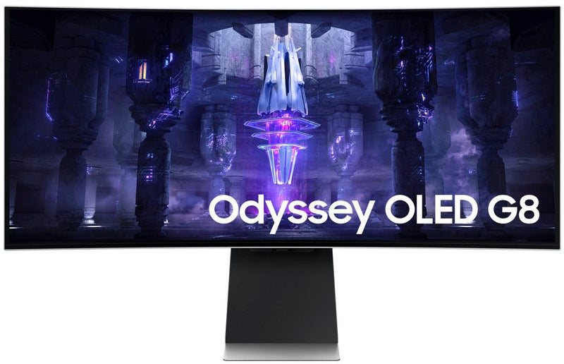 Samsung - Odyssey 34" OLED Curved WQHD FreeSync Premium Pro Smart Gaming Monitor with HDR400 - Silver - LS34BG850SNXZA