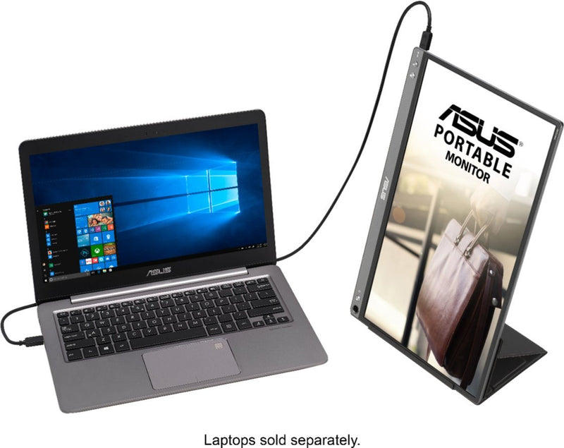 ASUS - ZenScreen 15.6” IPS FHD USB Type-C Portable Monitor with Foldable Smart Case - Dark Gray - MB16ACE