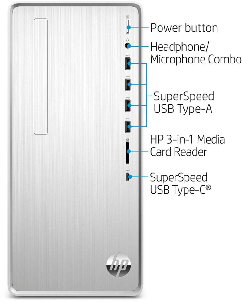 HP - Pavilion Desktop - AMD Ryzen 7 - 16GB Memory - 1TB SSD - Natural Silver - TP01-2234