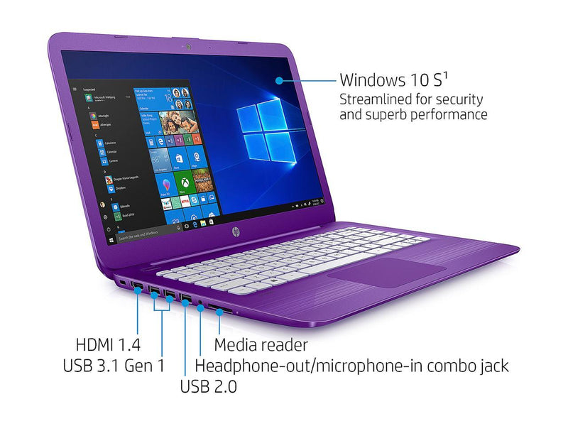 HP Laptop Stream 1 14" Intel Celeron N3060 (1.60 GHz) 4 GB Memory 32 GB eMMC SSD 14-cb020nr