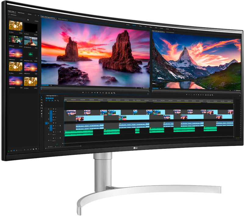 LG - 38” UltraWide 21:9 Curved WQHD+ Nano IPS HDR Monitor with Thunderbolt 3 and G-SYNC Compatibility - Silver - 38WN95C-W
