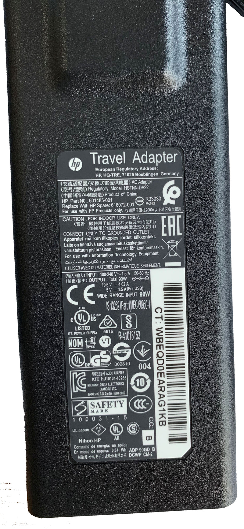HP 90W Slim AC Adapters with USB port 19.5V 4.6A G6H45AA