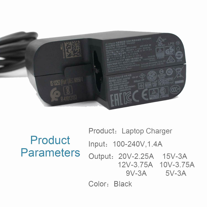 Adaptador de CA HP 45W Tipo-C USB 860210-850 V5Y26AA