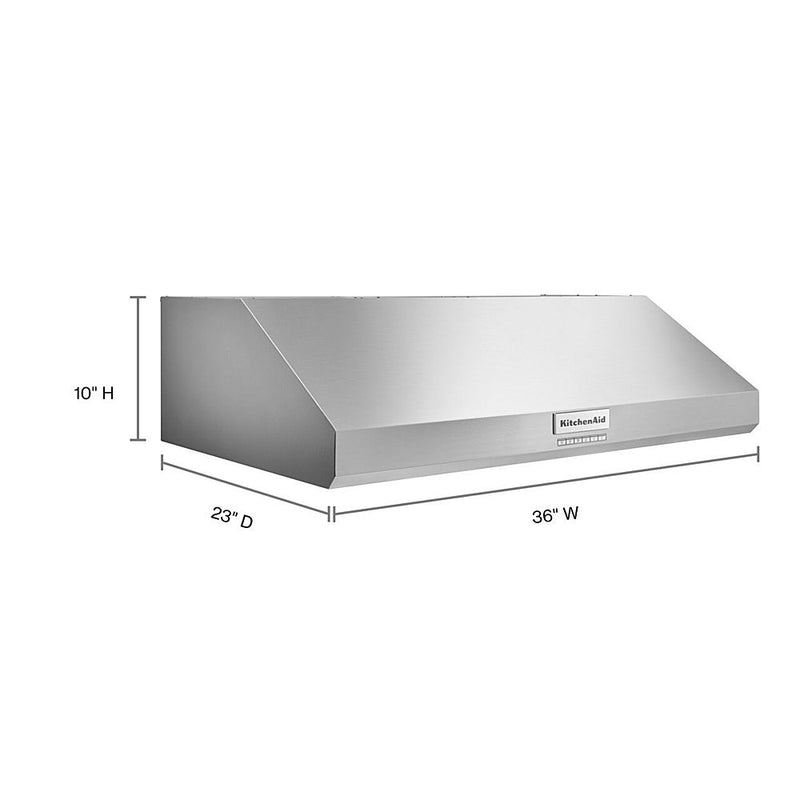 KitchenAid - 36" 585 CFM Motor Class Commercial-Style Under-Cabinet Range Hood System - Stainless steel - KVUC606KSS