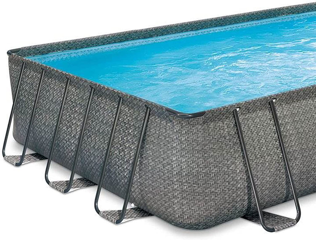 Summer Waves 24ft x 12ft x 52in Rectangle Above Ground Frame Pool Set ...