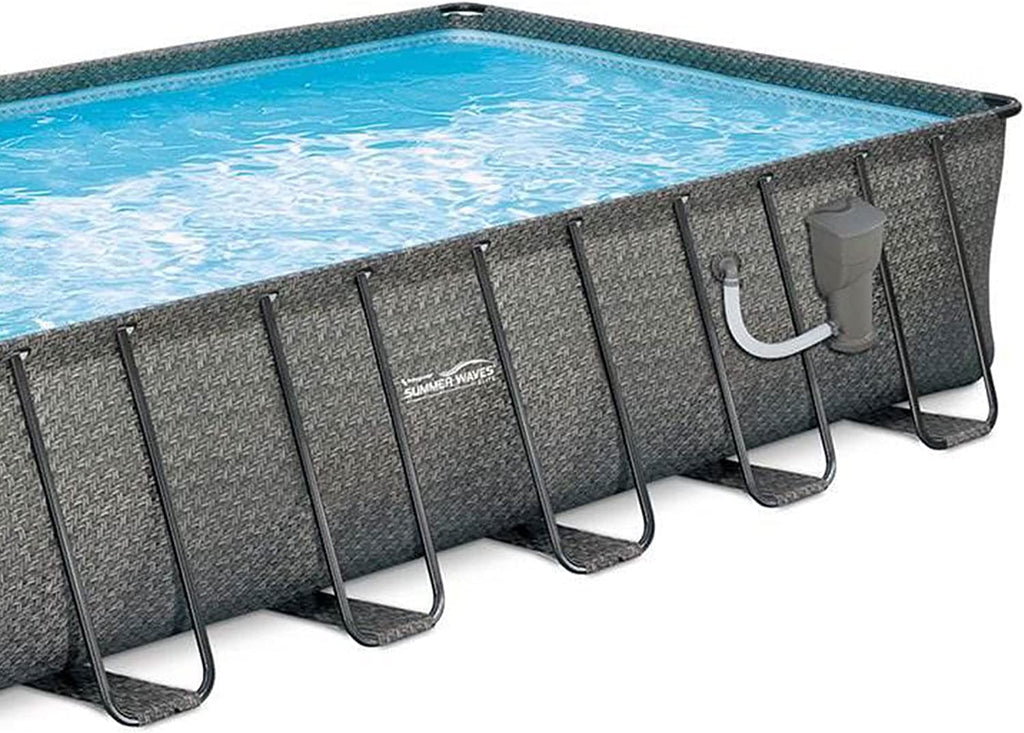 Summer Waves 24ft x 12ft x 52in Rectangle Above Ground Frame Pool Set ...